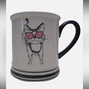 Cat Coffee Mug, Funny, Sunglasses, Clay Art Kitten w/Pink Sunglasses